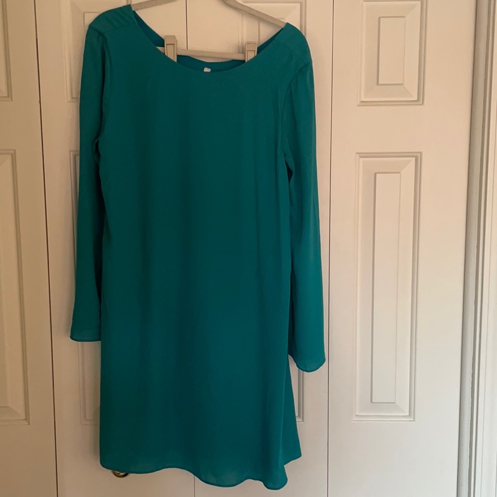 Long sleeve teal dress from Pinkblush in EUC